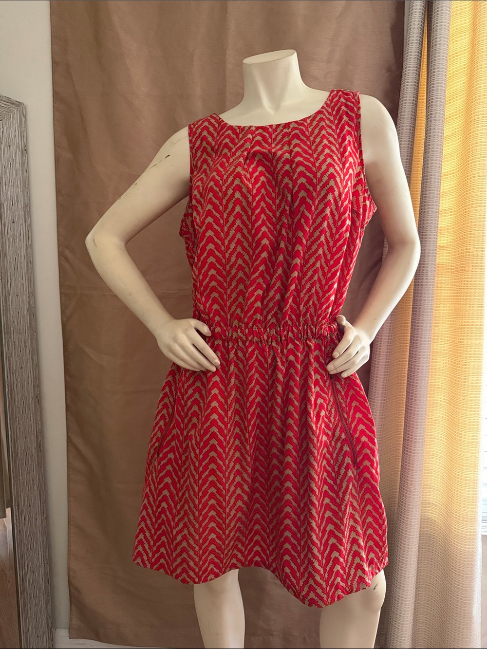 Dots Red Chevron Sleeveless Mini Dress